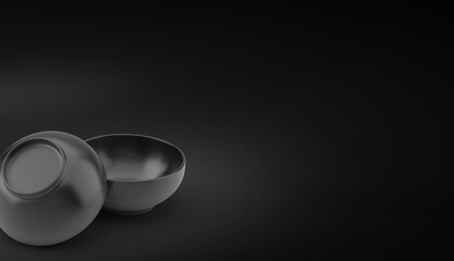 3D illustration. Bowl isolated on black background