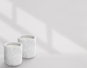 3D illustration. Candle mockup isolated on white background