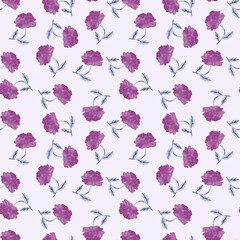 Cute retro flower seamless pattern. Hand drawn floral endless background.