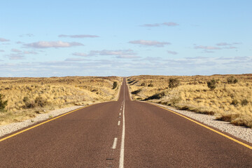 Long, open road to the Kgalagadi Transfrontier Park, South Africa