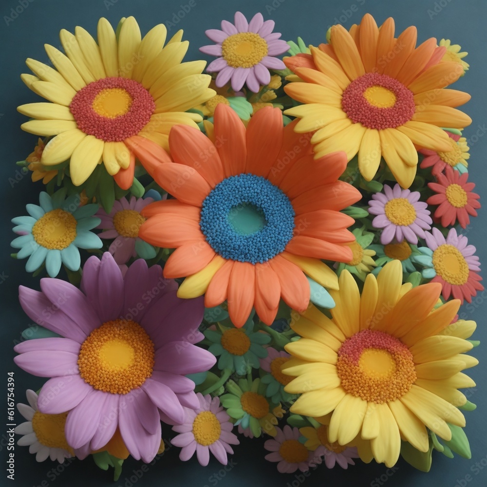 Wall mural colorful daisies flowers