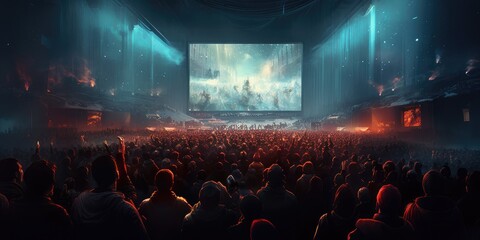 Fototapeta na wymiar Esports gaming arena with a big screen. 