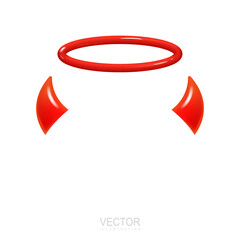 A mask of festive red devil horns with a red halo on top. Vector