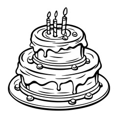 birthday cake silhouette, Cake with candles, Illustration of a cake for birthday.