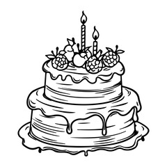 birthday cake silhouette, Cake with candles, Illustration of a cake for birthday.