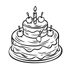 birthday cake silhouette, Cake with candles, Illustration of a cake for birthday.