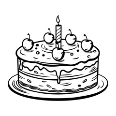birthday cake silhouette, Cake with candles, Illustration of a cake for birthday.