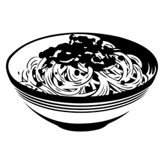 Spaghetti, A bowl of spaghetti, Italian spaghetti pasta in black