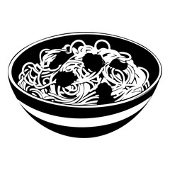 Spaghetti, A bowl of spaghetti, Italian spaghetti pasta in black