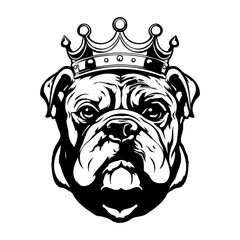 Bulldog wearing a crown, Bulldog king