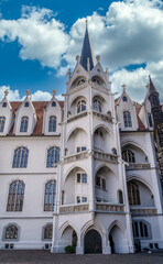 Restored Gothic staircase with white walls in Albrechtsburg Meissen Germany