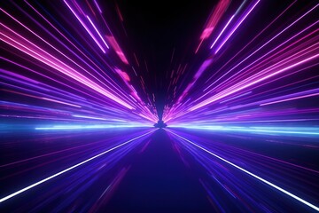 abstract futuristic background portal tunnel with pink blue glowing neon moving high speed wave lines and bokeh lights. Data transfer concept Fantastic wallpaper - obrazy, fototapety, plakaty
