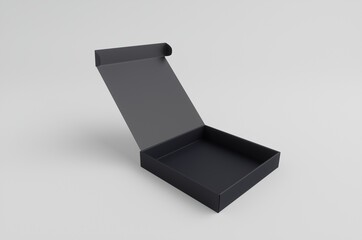 Black Box,Cardboard Box Mockup 3D Illustration
