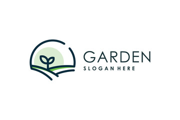 Garden logo vector with modern simple concept