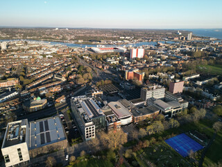 Fototapeta premium Southampton Aerial View, Drone view shot with Dji Mini 3 Pro