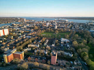 Obraz premium Southampton Aerial View, Drone view shot with Dji Mini 3 Pro