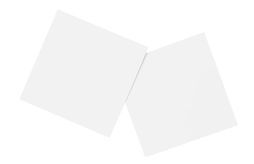 Two paper or plastic pieces (cards, tickets, flyers, invitations, coupons, banknotes, etc.), cut out