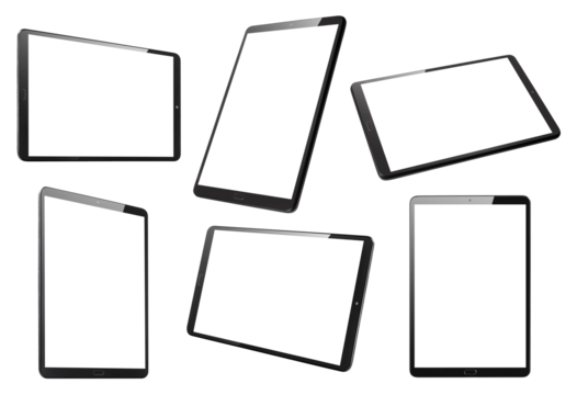Collection of tablet computers cut out
