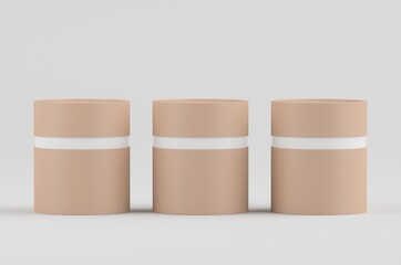 Round Cardboard Box Mockups 3D Illustration