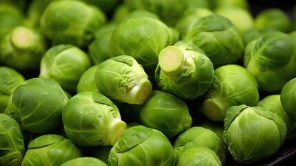 Fototapeta premium Brussels sprouts in a grocery store - food photography