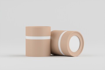 Round Cardboard Box Mockups 3D Illustration