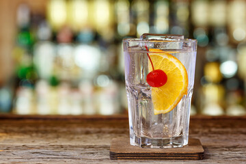 Cocktail with ice tom collins