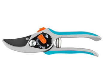 Garden secateurs. Pruning shears  for cutting branches  isolated on white background. Garden tool. File contains clipping path.