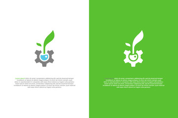 logo gear and leaf green energy industry