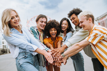 Multiracial young people together meeting and social gathering - Group of friends with mixed races...