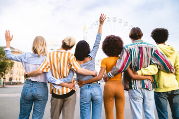 Multiracial young people together meeting and social gathering - Group of friends with mixed races...