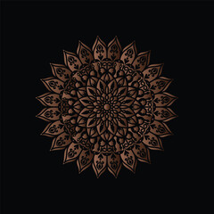 Vector luxury ornamental mandala design background in gold color.
