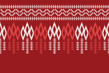 Ethnic Ikat fabric pattern geometric style.African Ikat embroidery Ethnic oriental pattern red background. Abstract,vector,illustration.Texture,clothing,frame,decoration,carpet,motif.