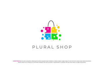 logo colorful bubble shopping bag