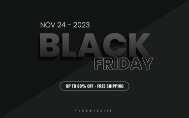 Modern Vector Line Art Discount Banner of Black Friday