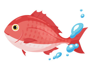 かわいい鯛が泳ぐイラスト