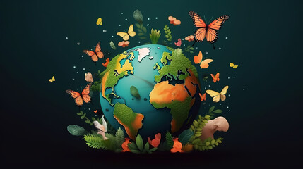 Naklejka premium Earth Day or World Environment Day concept. Save our Planet. Generative Ai