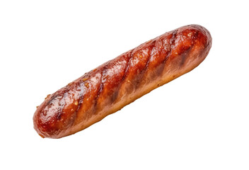 Fried sausage isolated on transparent background, top view, Generative AI