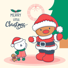 Greeting Chirstmas card cartoon with lettering vector illustration