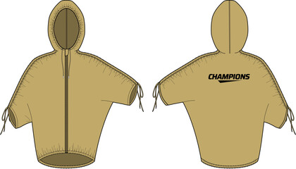Women shell Hoodie jacket parka design flat sketch Illustration , sweatshirt Hooded jacket with front and back view, winter jacket for girl and women for winter. © JERZEY DESINZ
