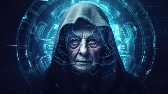 Cyborg Ethics: Futuristic Star Wars Character with Technology Background