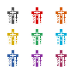  God is love icon isolated on white background. Set icons colorful