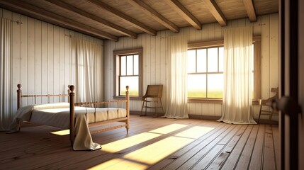 Fototapeta na wymiar Cozy farmhouse living room interior ,3d render , empty template 