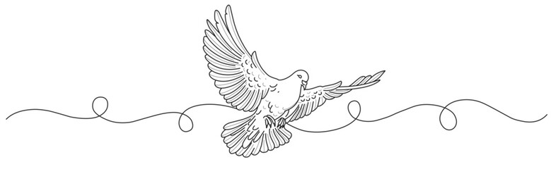 Line art vector illustration of dove