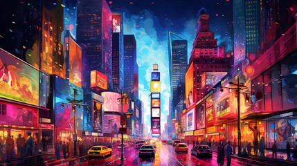 Obraz premium Futuristic cityscape with road and cars on foreground. AI Generative