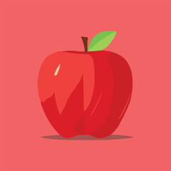 Vector delicious red apple isolated, apple colorful design and hand drawn apple fruit illustration.