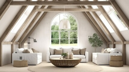 Fototapeta na wymiar Mockup frame in farmhouse living room interior ,3d render , empty template 