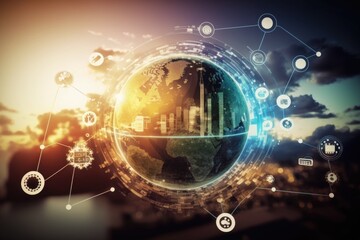 Obraz premium Global business network and social media concept