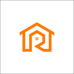 Web initial letter R real estate and house logo design vector illustration