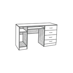 Table furniture icon design template, vector symbol, sign, outline illustration.