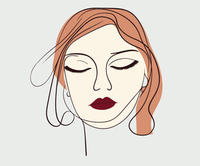 A Line Drawing of Woman's Face in the Style of Minimalist Luxury wall Hanging